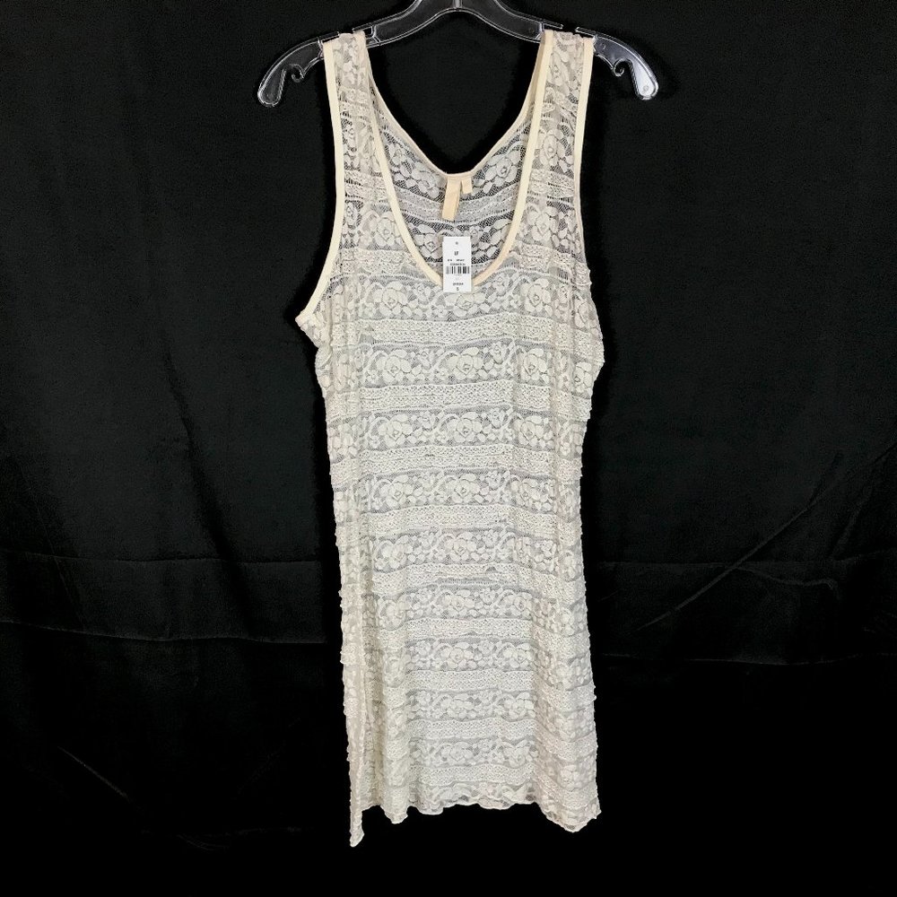 NWT Womens Size Small Emma & Sam Cream Textured Floral Stretch Lace Mini Dress